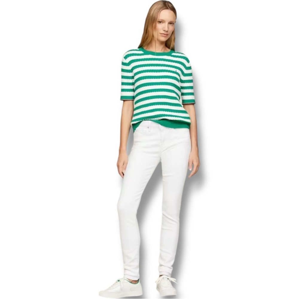 Tommy Hilfiger Women's Bright White Denim High Rise Tapered Size 16 Skinny Jeans - Picture 4 of 16
